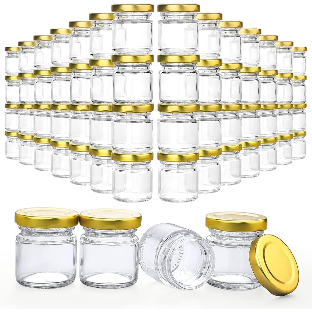 Candle Making Jars With Lids - 蓋付きの小さなガラス瓶、1.5オンスのミニハニーボトル、キャンドル作り用のキャンドル瓶。ギフト、手芸、スパイス、結婚式、パーティーの記念品として。