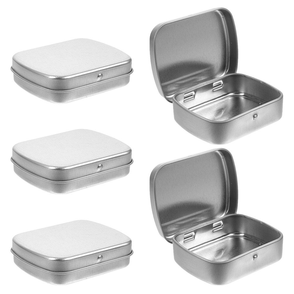 5個入り、持ち運び可能な金属製の小物入れ。密閉できる蓋付きで - Tin Container Lid のレビューと価格