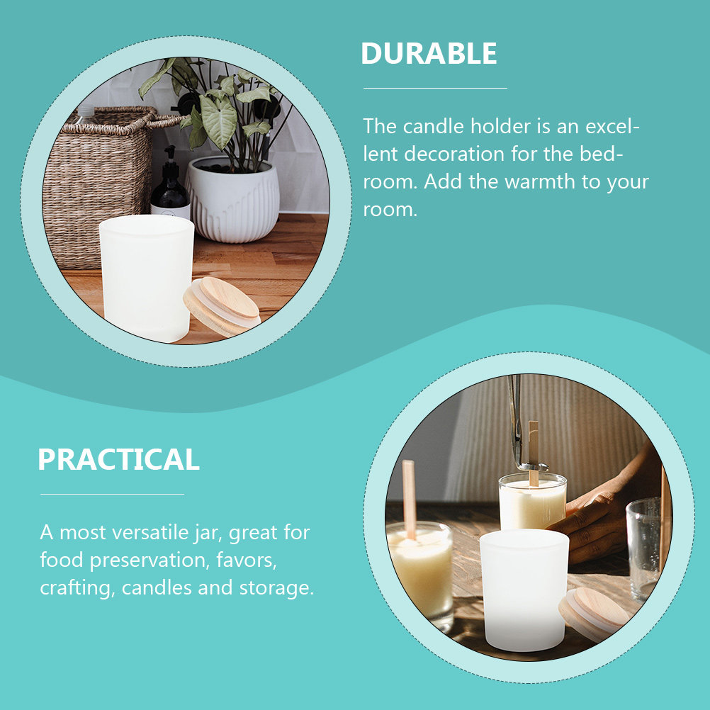 厚手のガラス製保存瓶。素朴な木製の蓋が付いており、DIYで好 - Candle Making Jars With Lids のレビューと価格
