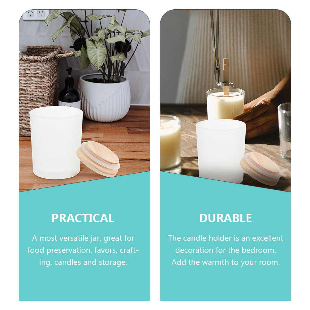 厚手のガラス製保存瓶。素朴な木製の蓋が付いており、DIYで好 - Candle Making Jars With Lids のレビューと価格