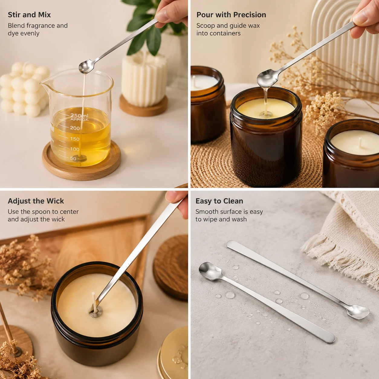 1/2個 ステンレス製キャンドル製造用スプーンセット 長柄  - Candle Making Kits のレビューと価格