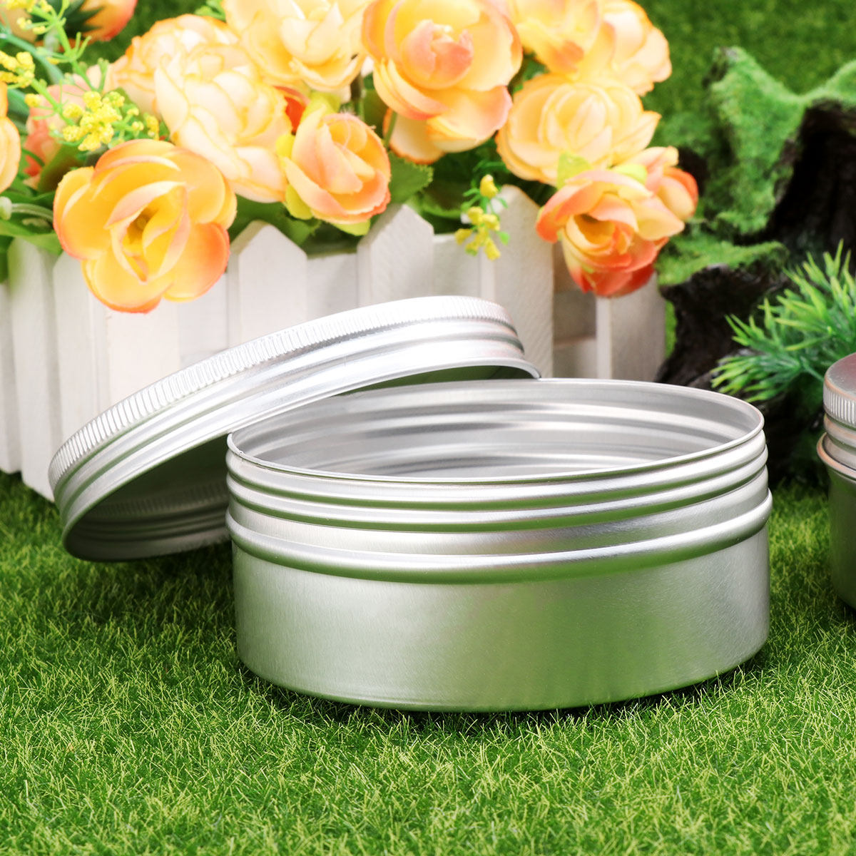 10個入り、ねじ込み式のアルミ製缶。再利用可能な円形の蓋付き - Tin Container Lid のレビューと価格