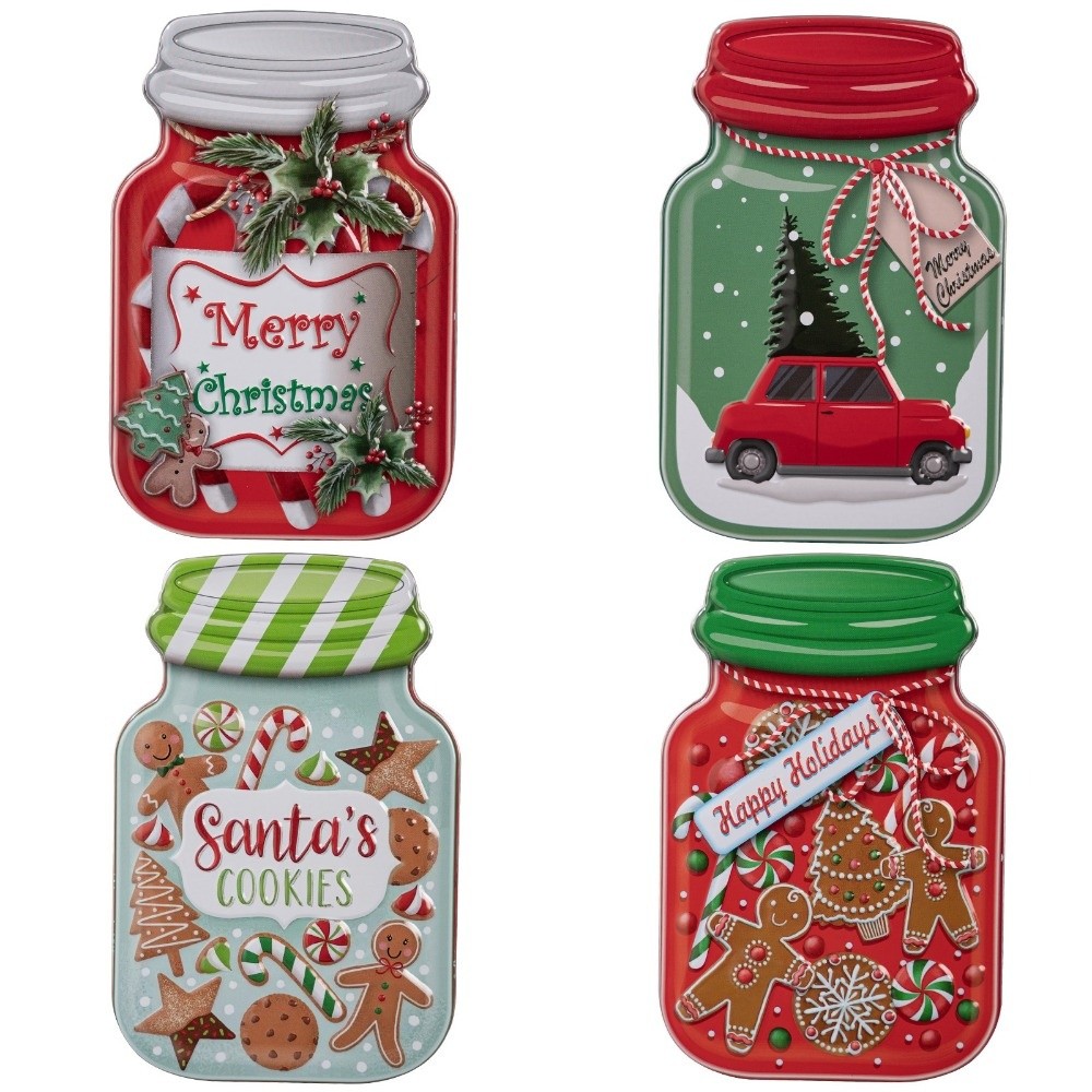 金属製クリスマス缶箱（蓋付き）ビスケット、チョコレート、クリ - Tin Container Lid のレビューと価格