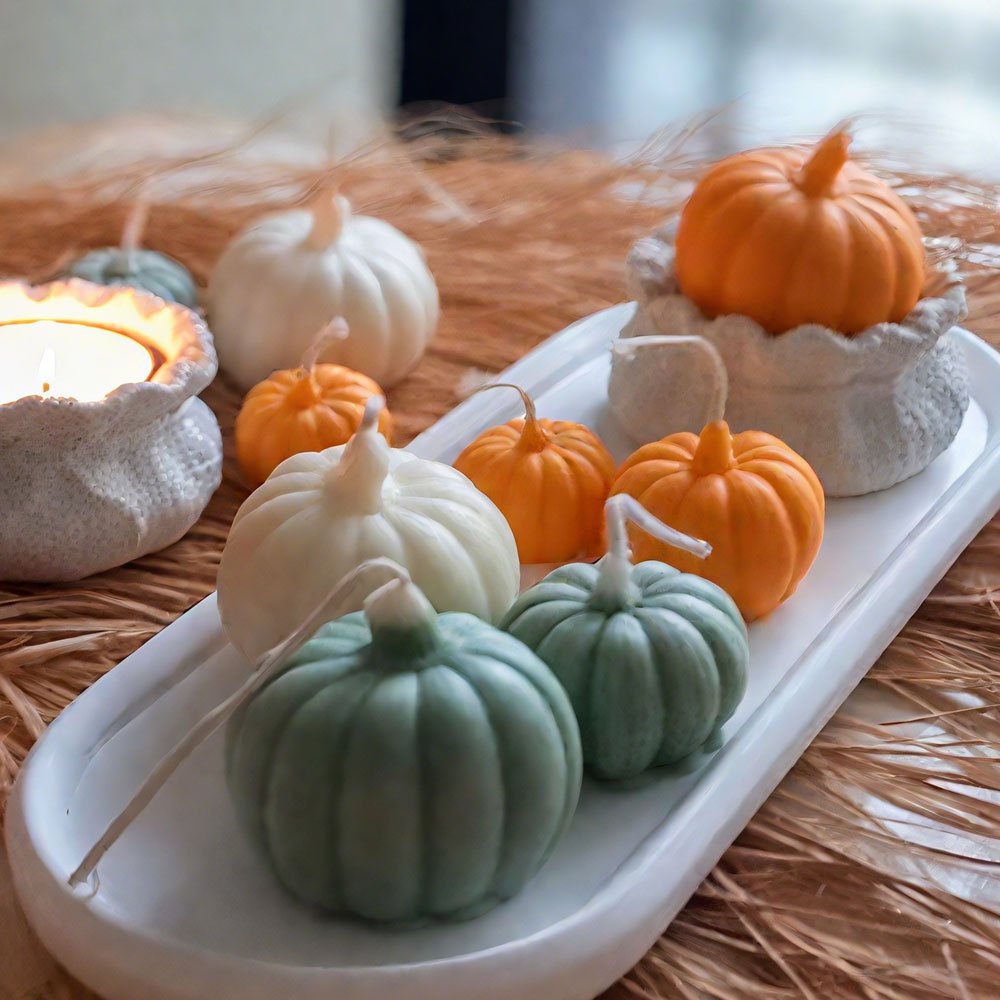 3個入り、様々なサイズに対応したカボチャ型シリコンキャンドル - Candle Making Tutorial のレビューと価格