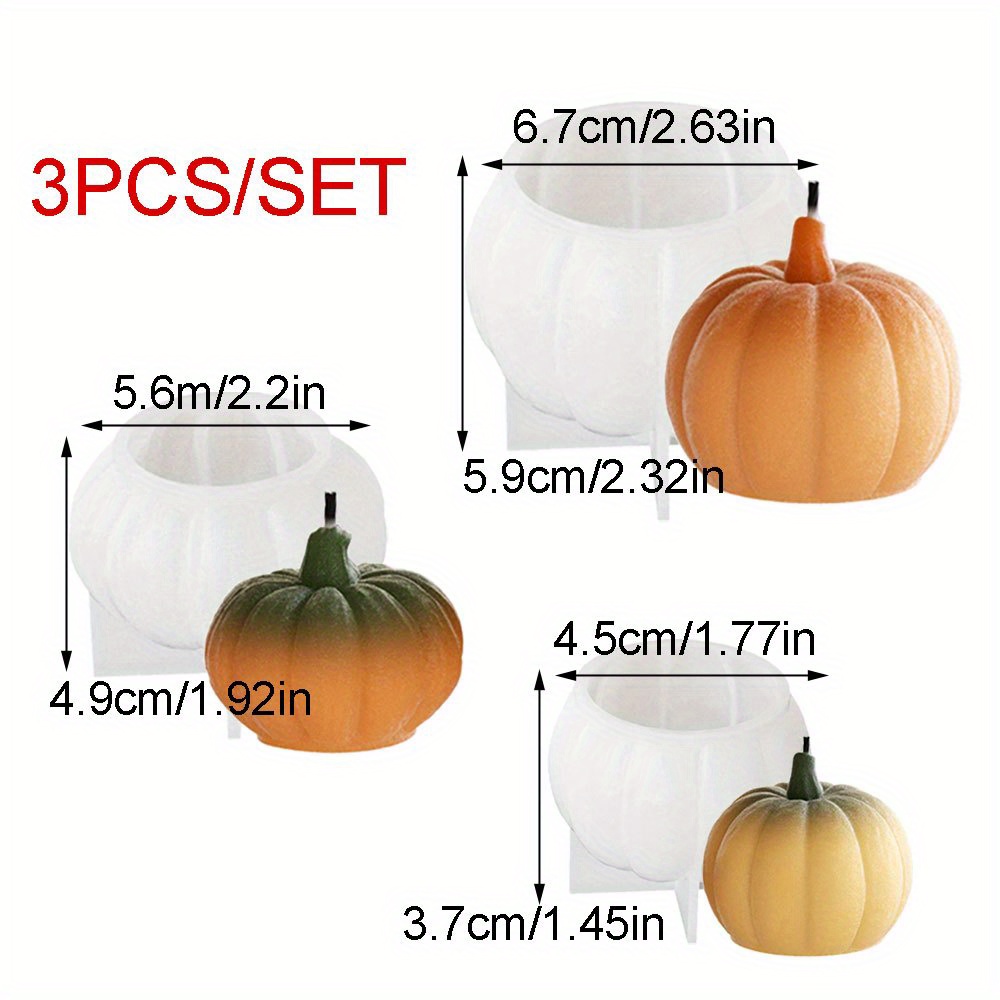 3個入り、様々なサイズに対応したカボチャ型シリコンキャンドル - Candle Making Tutorial のレビューと価格
